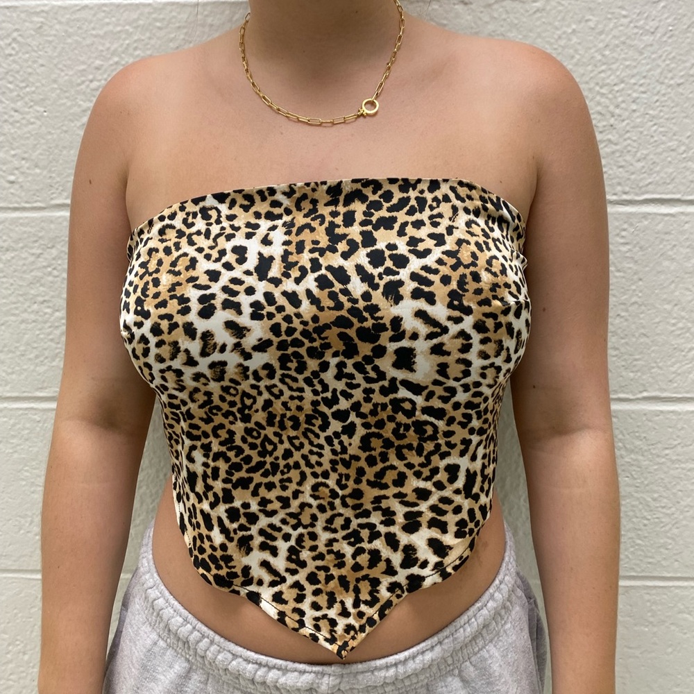 GARAGE leopard tie back tube top